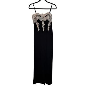 Haute Monde Lace Black Evening Jumpsuit Straps are adjustable Small